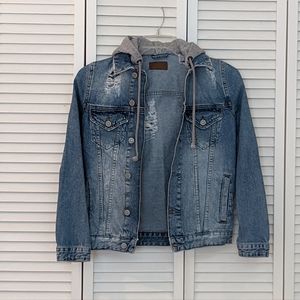 Asos Distressed Denim Jacket with Hood